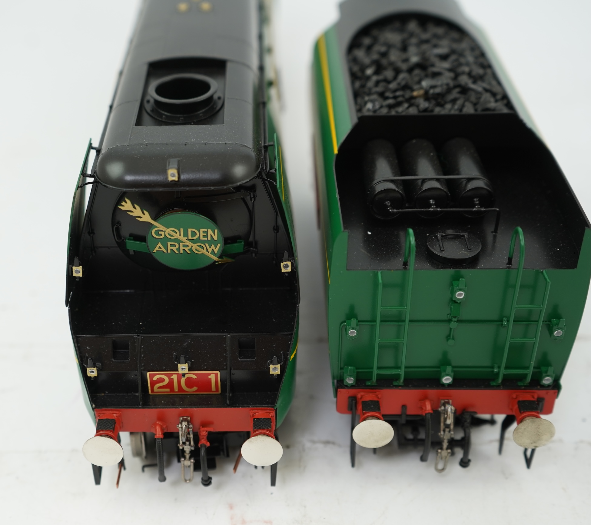 An 0 Gauge Golden Age Models Ltd by F C Models, model of a Southern Railway Merchant Navy Class Channel Packet 21C1, 4-6-2 tender locomotive, powered for two rail operation, with original box and operating instructions.